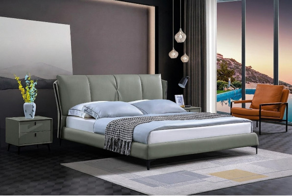 Letto in pelle 2x Comodino 3 pezzi Set camera da letto Mobili Moderni di lusso Letti Nuovi