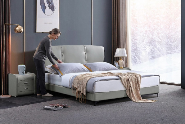 Letto da camera di lusso Letti classici Mobili moderni Struttura del letto Beige
