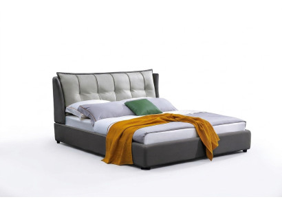 Letto matrimoniale di lusso in pelle design, moderno telaio per hotel, camera da letto.
