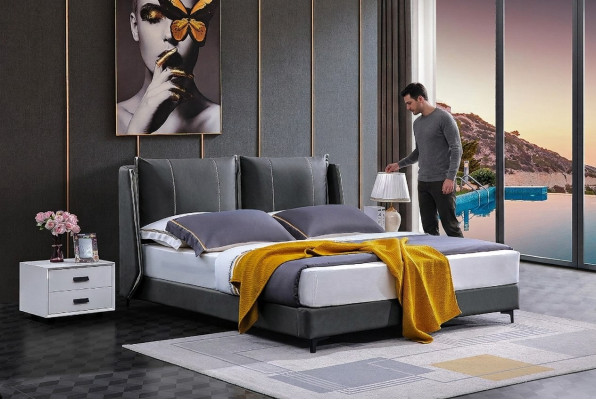 Letto matrimoniale Camera da letto Letti Letto matrimoniale di lusso Beige Arredamento Hotel Mobili