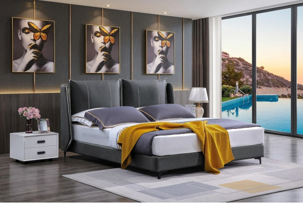 Letto matrimoniale Camera da letto Letti Letto matrimoniale di lusso Beige Arredamento Hotel Mobili