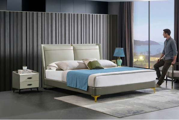 Letto matrimoniale mobili di lusso camere da letto matrimoniali beige di un hotel.