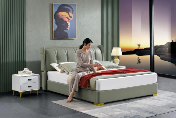 Letto matrimoniale Beige Mobili Letti Camera da letto Letto Matrimoniale Beige Hotel