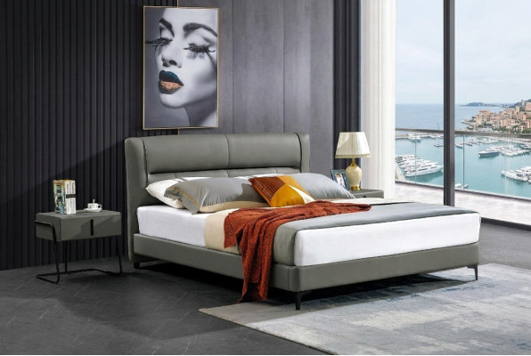 Letto matrimoniale Letto in pelle Letti Designer Letto in ecopelle Imbottito Camera da letto Nuovo