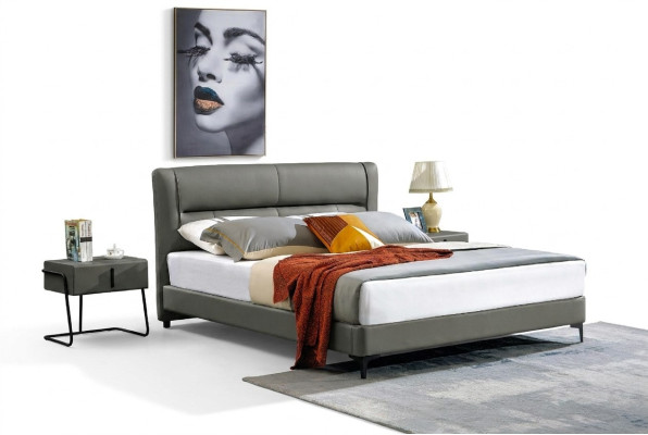 Letto matrimoniale Letto in pelle Letti Designer Letto in ecopelle Imbottito Camera da letto Nuovo
