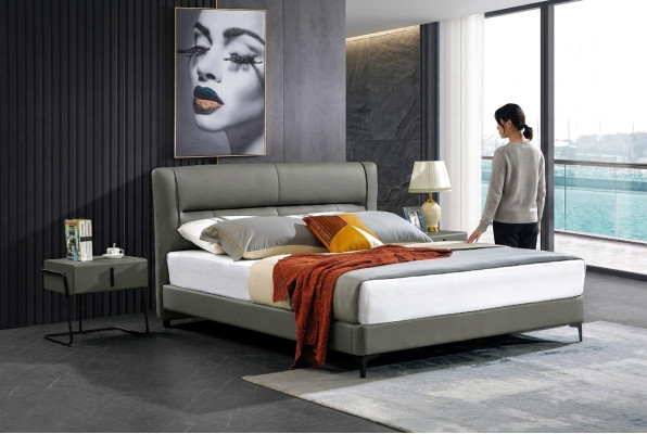 Letto in pelle Camera da letto completa Letto Comodini 3 pezzi Set Hotel