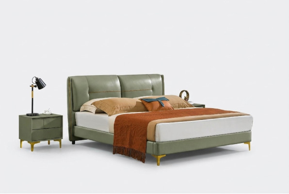 Camera da letto Letto 3 comodini Set di lusso Design Letti in legno Letto matrimoniale