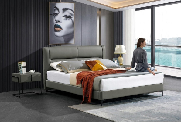 Camera da letto Letto in pelle Set completo 3 pezzi Sets per hotel Comodini.