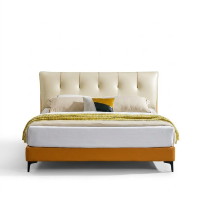 Letto in pelle Letto di lusso Letti matrimoniali Doppi Imbottito Hotel Set completo