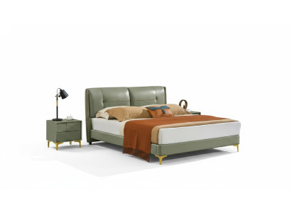 Set camera da letto Letto Comodino Design Moderno Lusso Letti in Pelle 3 pezzi.