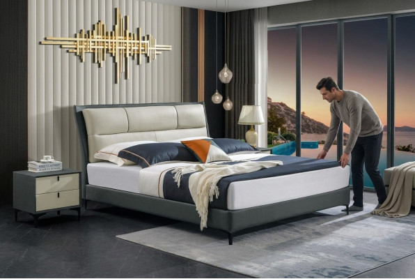 Letto camera da letto Set letti di lusso designer Completo di 2 comodini