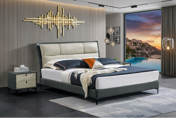 Letto camera da letto Set letti di lusso designer Completo di 2 comodini