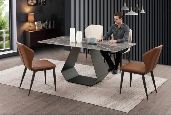 Tavolo da pranzo moderno in marmo, tavoli 180x90 per sala da pranzo, mobili di lusso di design nuovo.