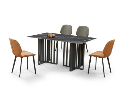 Tavolo da pranzo di lusso in acciaio inox e marmo, imitazione di pietra, tavolo da pranzo 180x90cm.
