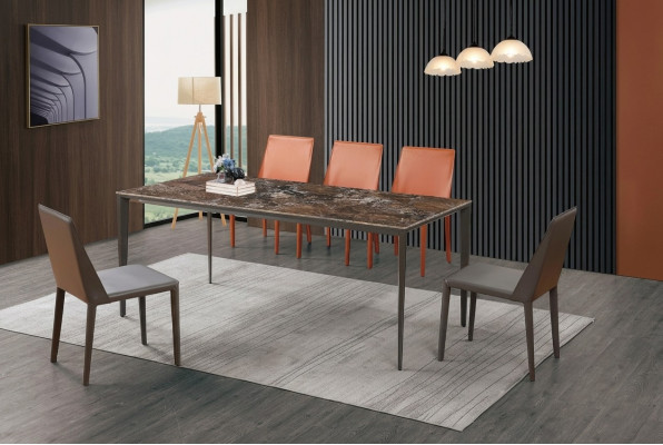Tavolo da pranzo di lusso - Tavolo sala da pranzo Mobile Metallo Effetto marmo Design Tavolo