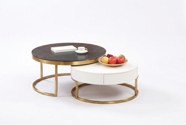 Set 2 tavolini da caffè da salotto design decorativo.