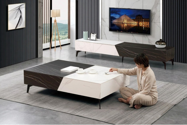 Tavolino da salotto con sideboard 2 pezzi mobili da soggiorno tavolo lowboard pareti di armadi credenza