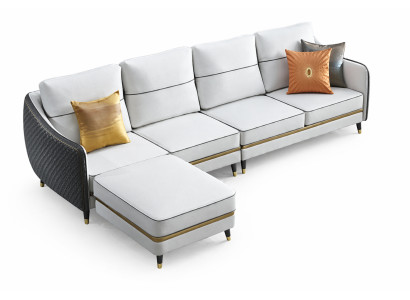 Soggiorno divano ad angolo a forma di L poltrona decorativa Set di divani moderni in pelle