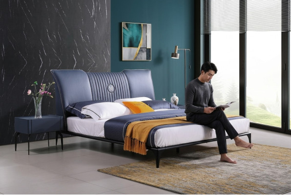 Camera da letto Mobili 3 pezzi Set Letto da hotel + 2 comodini Lucido Letti Italia