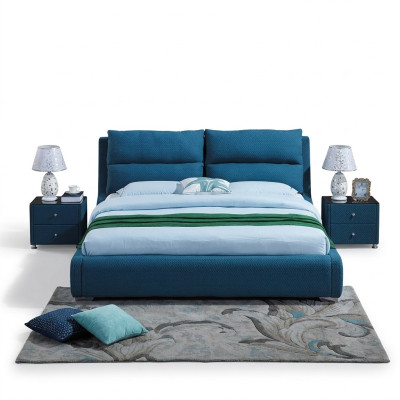 Design Letto in pelle Camera da letto Set 3 pezzi 2x Comodino Mobili da letto di lusso