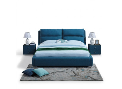 Design Letto in pelle Camera da letto Set 3 pezzi 2x Comodino Mobili da letto di lusso