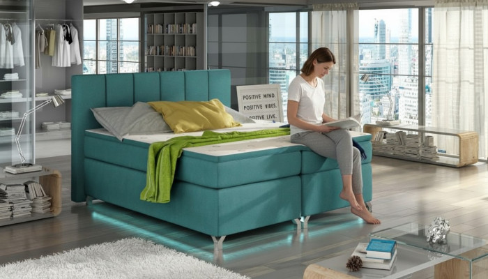 Lusso Designer Letto imbottito Letto Letti Letto designer Boxspring Tessile 180x200 Nuovo