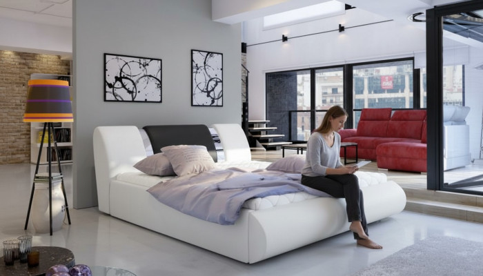 Letto Boxspring di lusso Nero Bianco Letti Mobili da camera da letto Design Doppio Hotel