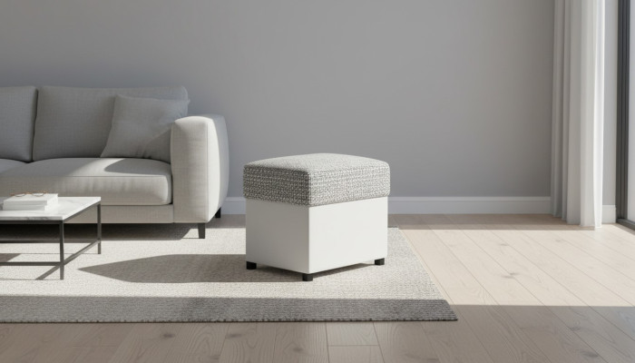 Hocker Pouf Poggiapiedi Mobili Casa Sedie Tessuto Grigio