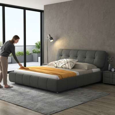 Design letto imbottito in pelle matrimoniale hotel camera da letto boxspring nuovo
