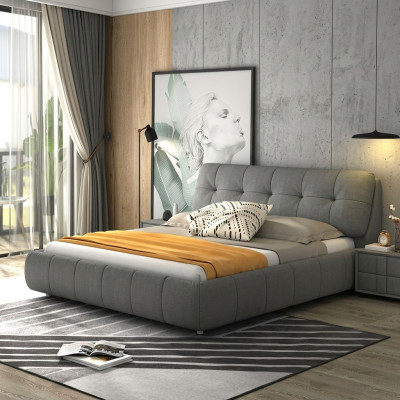 Design letto imbottito in pelle matrimoniale hotel camera da letto boxspring nuovo