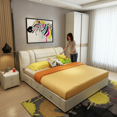 Lussuosa camera da letto con letto imbottito matrimoniale 180x200 di design mobili arredamento