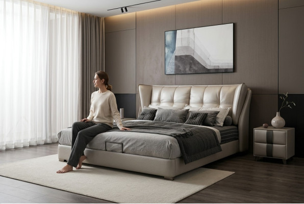 Grigio Letti Camera da Letto Imbottiti Letto Chesterfield Mobili Italiani