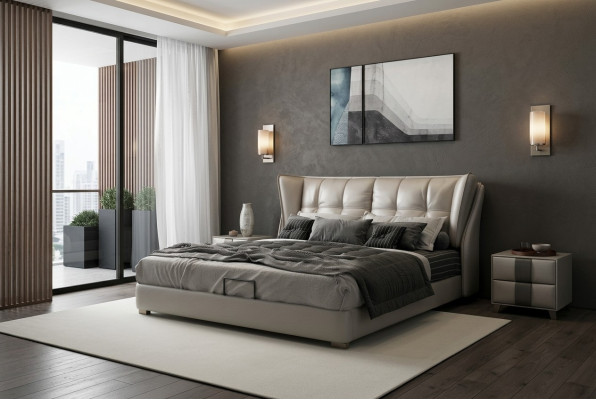 Grigio Letti Camera da Letto Imbottiti Letto Chesterfield Mobili Italiani