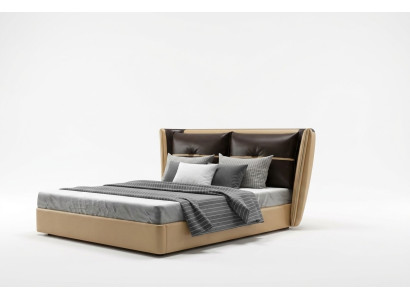 Lussuoso hotel di design. Letto della camera da letto imbottito. Letti matrimoniali.