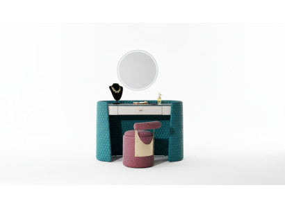 Tavolo da toeletta in legno di turchese pelle Console da camera da letto Tavoli di design Trucco di lusso