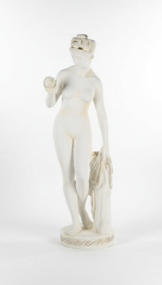 Statua in stile marmo antico di Eva con mela XXL, figura statuaria scultura decorativa PG010