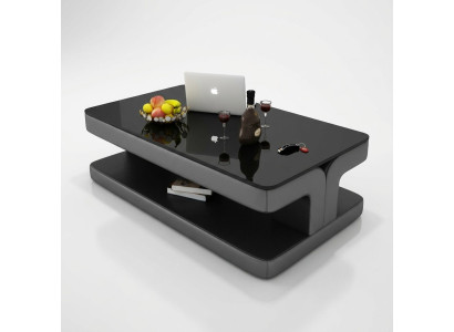 Tavolino design in pelle e vetro per tavoli moderni imbottiti.