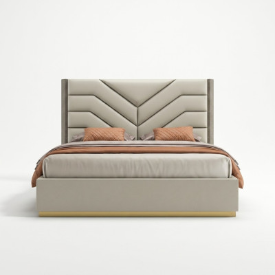 Letto design imbottito di lusso in legno letto matrimoniale camera da letto in pelle arredamento per hotel.