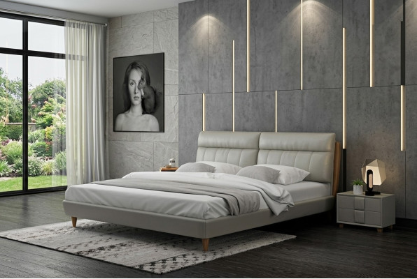 Letto imbottito Design di lusso Letti matrimoniali Beige 180x200 Camera da letto