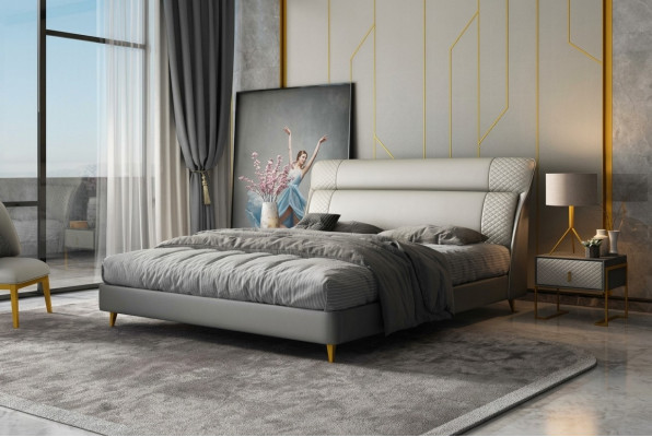 Design Letto in pelle di lusso Moderno matrimoniale 180x200 Moderno Nuovo