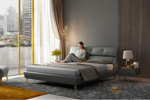 Camera da letto Hotel Letti Letto matrimoniale Design Letti in pelle 180x200cm