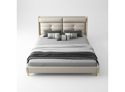 Camera da letto di lusso con letto matrimoniale in pelle da 180x200 cm.
