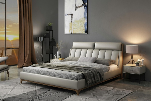 Design moderno Letto 180x200 Pelle Legno Letti Camera da letto matrimoniale