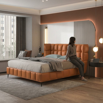 Letto imbottito design lusso Letti matrimoniali 180x200cm in pelle doppio.