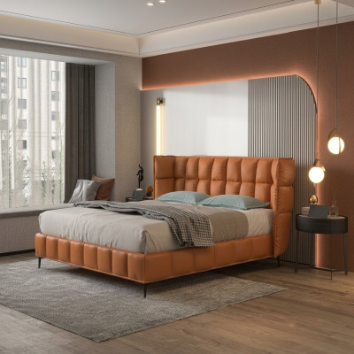 Letto imbottito design lusso Letti matrimoniali 180x200cm in pelle doppio.