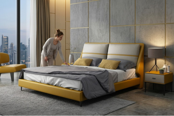 Design lussuoso per letti da camera da letto di lusso, letti matrimoniali di lusso per hotel 180x200 cm.