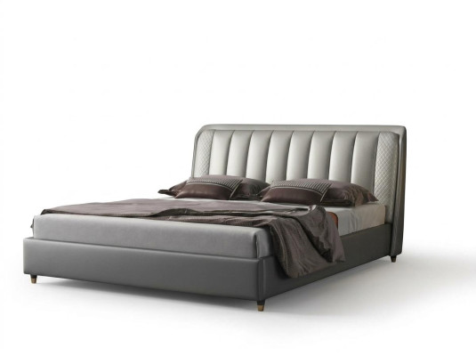 Comò letto Schlafzimmer Betten Tessuto Pelle Hotel Lusso Imbottiti XXL Grande Legno