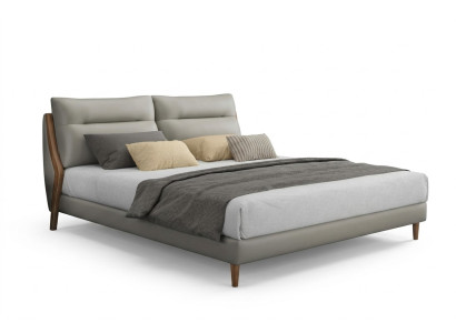 Letto di lusso classico coperto in pelle tessuto di alta qualità nuovo.