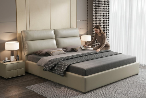 Design letto camera da letto tessile pelle imbottita Letti moderni 180x200cm.