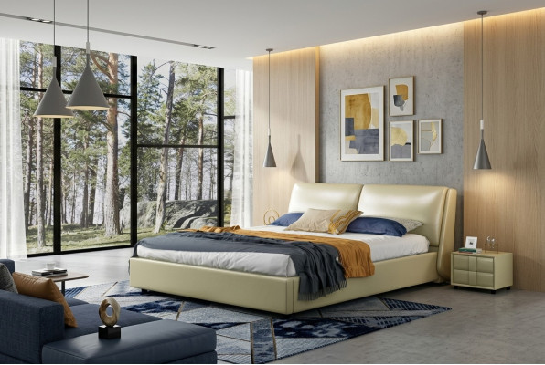 Letto in pelle matrimoniale moderno di lusso per hotel 180x200